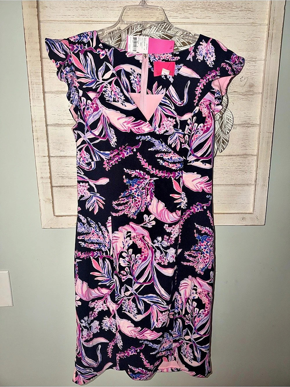 Lilly Pulitzer Mina Stretch Shift Dress Floral Mini Dress in Black & Pink